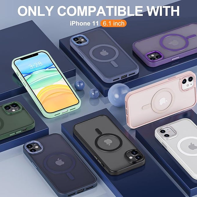 Hython Case for iPhone 11 Case Magnetic Translucent Matte Phone Cases 6.1" [Compatible with MagSafe] Thin Slim Fit Shockproof Bumper Hard Protective Cover for Women Men Girls, Frosted Pink