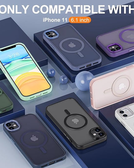 Hython Case for iPhone 11 Case Magnetic Translucent Matte Phone Cases 6.1" [Compatible with MagSafe] Thin Slim Fit Shockproof Bumper Hard Protective Cover for Women Men Girls, Light Blue