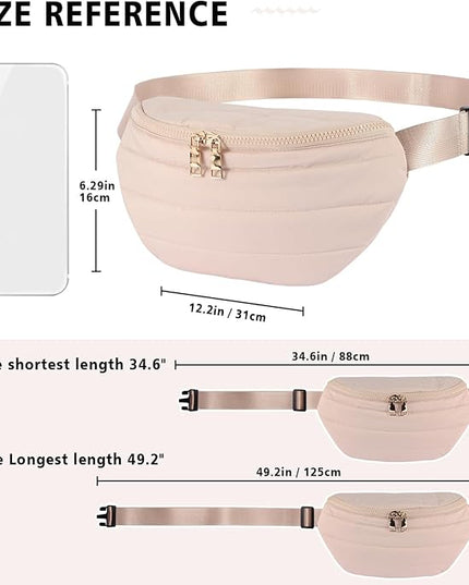 Fanny Packs for Women Fashion Waist Packs Quilted Puffer Belt Bag Puffy Crossbody Bags Sling Purse for Women Travel Running