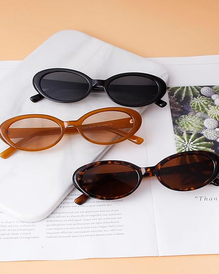 90s Sunglasses for Women Men Retro Small Oval Sunglasses