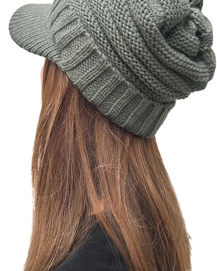 XYIYI Beanie Tail Winter Warm Knit Messy High Bun Ponytail Hats Visor Beanie Cap