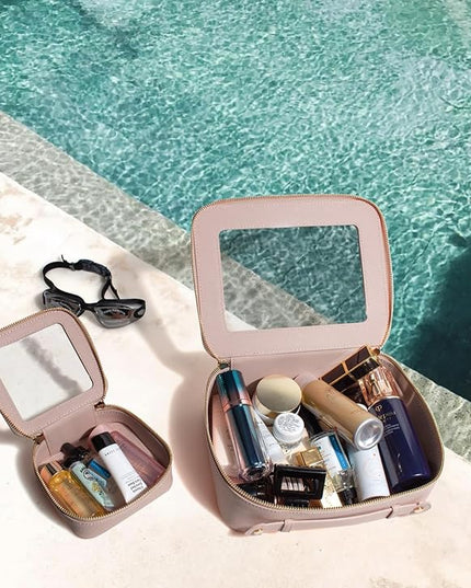 Travel Clear Makeup Bag Set, TSA Approved Cosmetic Bag Case with Zipper Portable Makeup Pouch Toiletry Bag Traveling Cosmetic Organizer Storage Bag Car Organizer Car Essentials