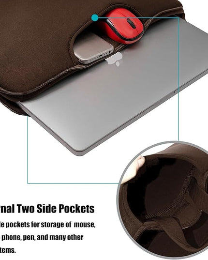 Laptop Case 15.6 Inch, Durable Slim Briefcase Handle Bag & with Extra Pockets, Notebook Computer Protective Case for Laptop Ultrabook, Collapsible Carrying Handles, CoffeeColor