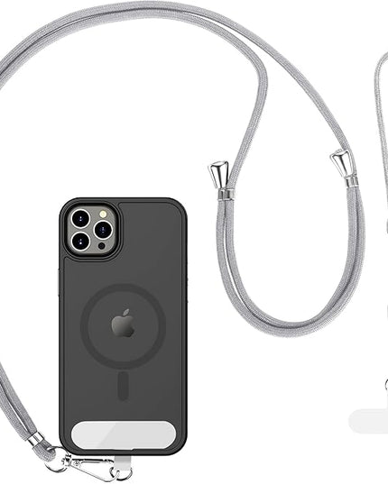 CACOE Phone Lanyard 2 Pcs-1 Pcs Adjustable Neck Strap, 1 Pcs Wrist Strap, 2 Pcs Pads, Universal Crossbody Multifuctional Cell Phone Lanyards Compatible with Most Smartphones(Gray)