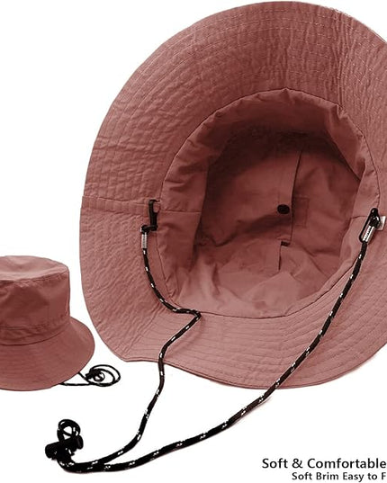 woogwin Waterproof Bucket Rain Hat with Chin Strap Quick Dry Packable Boonie Sun Hat Safari Hat UV Protection