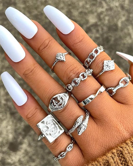 17KM 60 Pcs Gold Stacks Ring Sets for Women Non Tarnish, Dainty Vintage Stackable Rings Pack, Finger Midi Knuckle Rings for Jewelry Gift