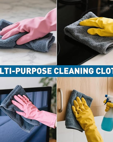 Gray Microfiber Cleaning Cloths Bulk Pack-50 Pack, Microfiber Towels Bulk, Towels for Cars, Cleaning Rags Gray (12x12 inches)