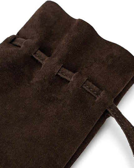 Medieval Drawstring Coin Pouch Bag, Leather Coin Pouch，Renaissance Drawstring Pouch Dice Bag, Small Coin Purse for Women/Men, Brown Swayze Suede