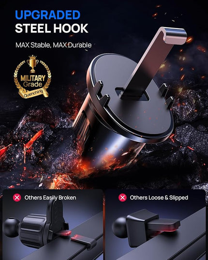 [2025 New] Car Vent Phone Mount, [Upgrade Hook Clip Never Shake] Adjustable 360 Rotation Vent Clip Car Phone Holder Mount, Big Phone & Thick Case Friendly Fit for All iPhone, Samsung & Cell Phone