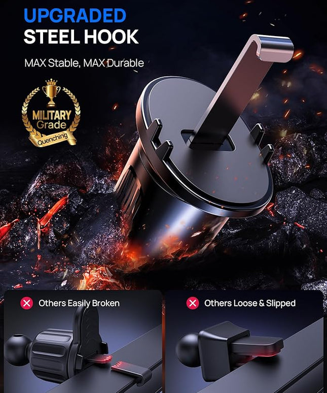 [2025 New] Car Vent Phone Mount, [Upgrade Hook Clip Never Shake] Adjustable 360 Rotation Vent Clip Car Phone Holder Mount, Big Phone & Thick Case Friendly Fit for All iPhone, Samsung & Cell Phone