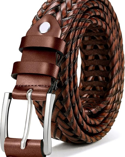 BULLIANT Mens Belts,Leather Woven Braided Belts for Gift Men Casual Jeans Golf