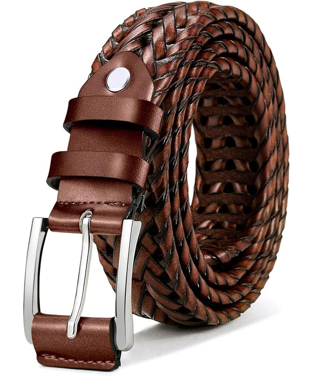 BULLIANT Mens Belts,Leather Woven Braided Belts for Gift Men Casual Jeans Golf