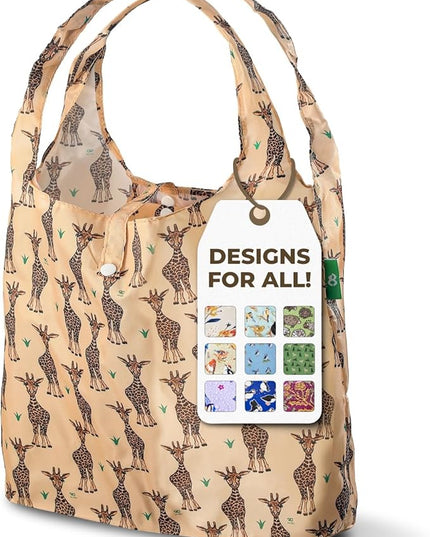 ECO CHIC Foldable Reusable Grocery Bags - Lightweight, Recycled & Reusable Shopping Bag - Waterproof Packable Tote