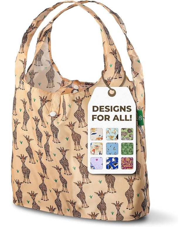 ECO CHIC Foldable Reusable Grocery Bags - Lightweight, Recycled & Reusable Shopping Bag - Waterproof Packable Tote