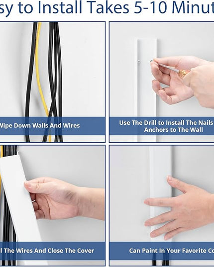 47in TV Cord Hider, YCLYC Cord Hider for Wall Mount TV, Large Cable Hider, Paintable Wire Covers for Cords, Cable Management Cord Organizer, Wire Hiders for TV on Wall 3*L15.7in W2in H0.7in, White