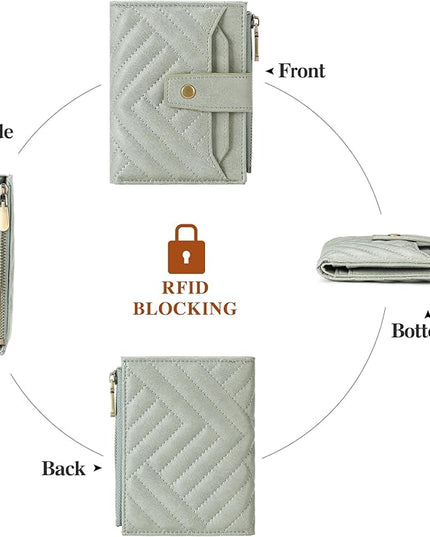 FALAN MULE Small Wallet for Women Leather Bifold Compact RFID Blocking with ID Window