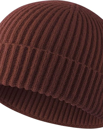 ROYBENS Swag Wool Knit Cuff Short Fisherman Beanie for Men Women, Winter Warm Hats