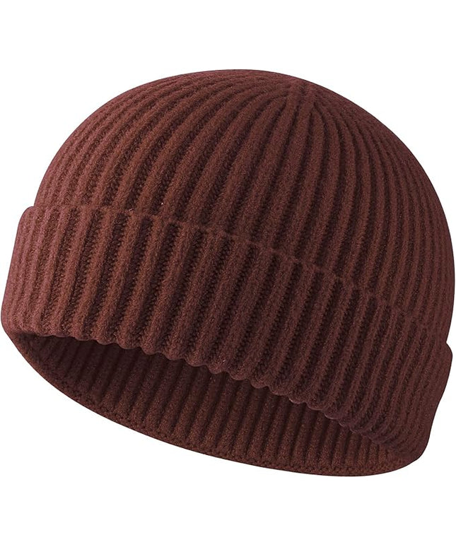 ROYBENS Swag Wool Knit Cuff Short Fisherman Beanie for Men Women, Winter Warm Hats