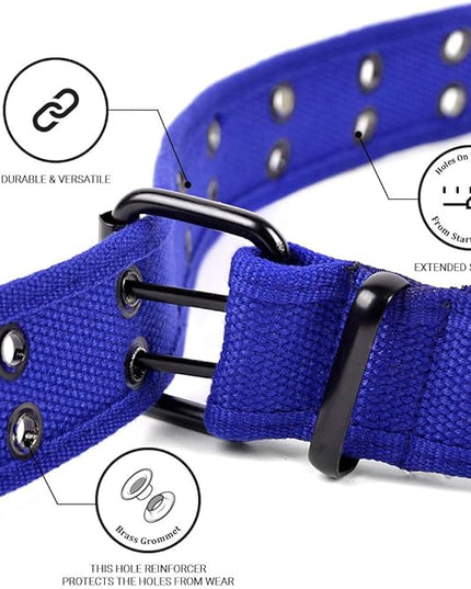 Boxed Gifts Parquet Casual Canvas Belt - Double Hole, Double Grommets for Men & Women