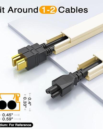 Delamu 157in Cord Covers for Wires on Wall, Cord Hider for 1 Cord, Paintable Cable Hider, Cable Management Wire Covers for Cords, L15.7 W0.55 H0.4in, Beige