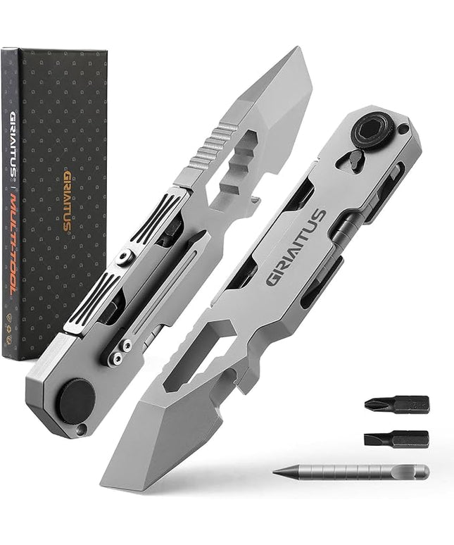 EDC Pry Bar Multitool with Bi-Directional Ratchet Screwdriver & Everlasting Pen, Wrenches, Crowbar, Bottle and Box Openers - Your Versatile Companion for Everyday Carry and Camping Accessories