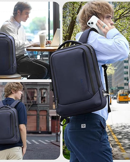 hk Laptop Backpack for Men with USB Charging Port for Business Work College Travel (Blue, 17.3 inch)