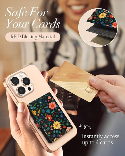 Shorogyt for Magnetic Phone Wallet Compatible with Magsafe Card Holder -Cute Luxury Slim Leather Mag Wallets for Women Fit 4 Cards,for iPhone 17/16/15/14/13/12 Series for Apple RFID Magnet, Black