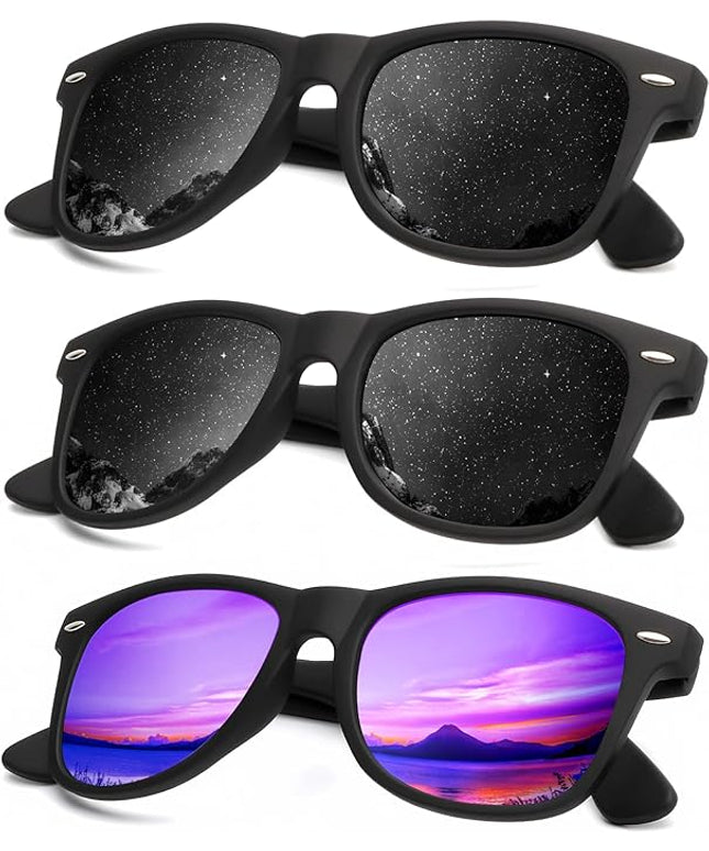 KALIYADI Polarized Sunglasses for Men and Women Matte Finish Sun glasses Color Mirror Lens UV Blocking (3 Pack)