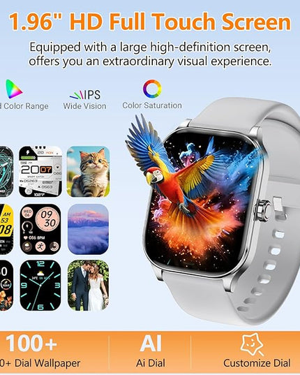 Smart Watch for Women Men with Text and Call, 2025 New AI Smartwatches with Heart Rate/SpO2/Sleep/Stress Monitor, 100+ Sports Modes, GPS Fitness Watches Compatible with iOS/Android (Map, Silver)