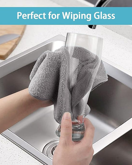 HOMEXCEL Grey Microfiber Cleaning Cloth, 50 Pack Cleaning Towels for Kitchen, Lint Free, Scratch-Free, Highly Absorbent, and Reusable Cleaning Rags for House, Window and Glass, Cars, 11.5 X11.5 inch