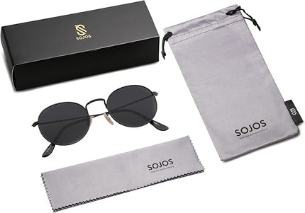 SOJOS Small Round Polarized Sunglasses for Women Men Classic Vintage Retro Shades UV400 SJ1014