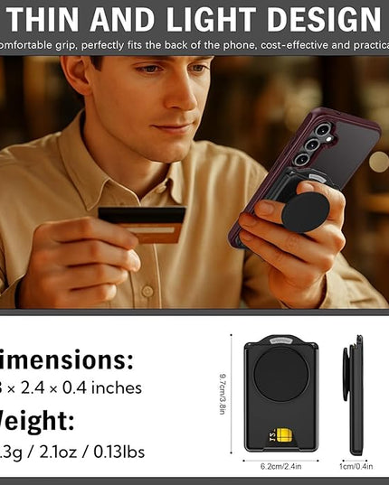 for MagSafe Wallet Stand, Magnetic Wallet Stand Adjustable, Phone Stand Card Holder with Secure Grip, for Samsung S25 S24 S23 Series and for iPhone 17 16 15 14 13 12 Series, Fit 3 Cards, Purple