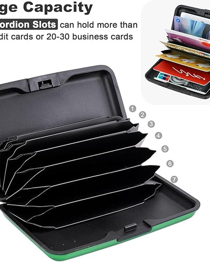 ELFISH Mini RFID Aluminum Wallet Credit Cards Holder Business Card Case Metal ID Case for Men Women (Green)