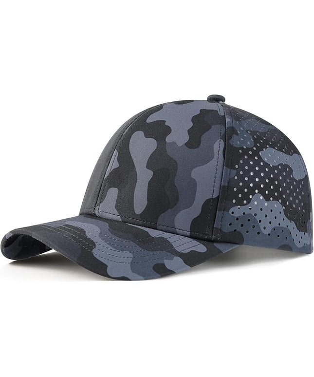 VOBOOM Men Quick Dry Baseball Cap Laser Cut Mesh Ball Curved Brim Snapback Hat