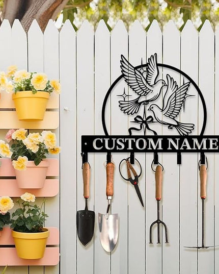 peanut case Customized Keys Holder - Personalized Birds Flower Key Hooks Wall Metal Sign Decor,Wall Holder, Garden,Door Hook (Style H)