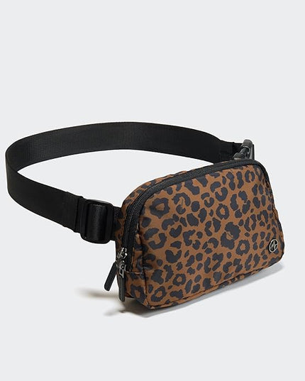 Pander Two Way Zipper Fanny Pack Nylon Everywhere Belt Bag for Women, Water Repellent Waist Packs, Crossbody Bags with Adjustable Strap (Midnight Leopard)