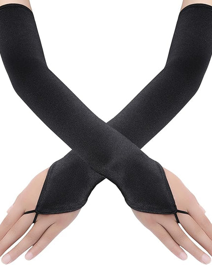 BABEYOND Long Opera Party 20s Satin Gloves Stretchy Adult Size Elbow Length