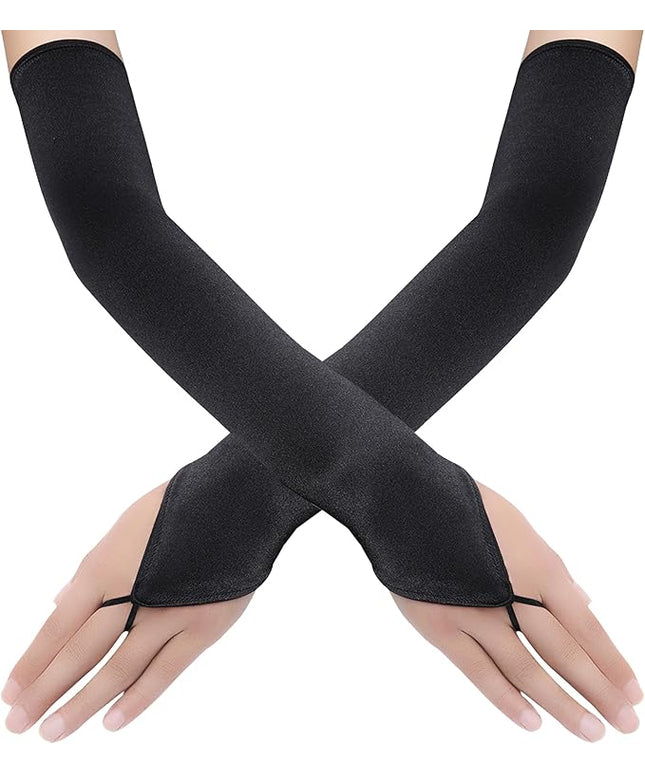 BABEYOND Long Opera Party 20s Satin Gloves Stretchy Adult Size Elbow Length