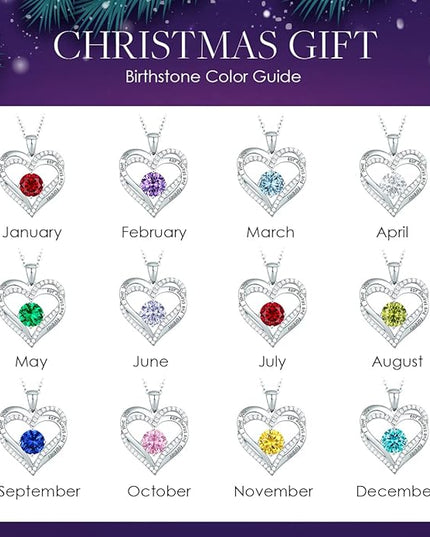 CDE Forever Love Heart Necklaces for Women, Wedding Anniversary, Birthday Mothers Day Christmas Day Gifts for Mom, Mother, Wife, friend, S925 Silver Jewelry with Birthstone Pendant