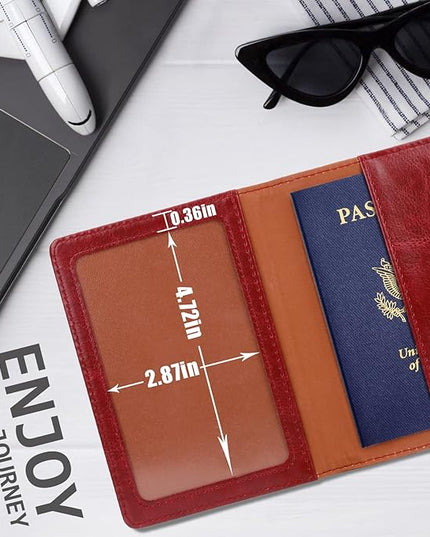 TIGARI Passport Holder for Travel Women Men, Valentines Day Gifts PU Leather Wallet Cover Case Sleeve, Waterproof Protected Document Organizer, Vacation Plane Cruise Travel Essentials