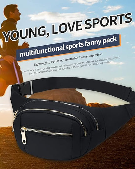DAITET Crossbody Fanny Pack for Men&Women,Large Waist Bag & Hip Bum Bag with Adjustable Strap for Outdoors Workout Traveling Casual Running Hiking Cycling