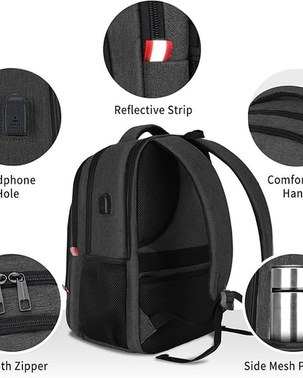 Backpack for Men,School Backpack for boys teens,Travel laptop backpack with USB Charging Port,Water Resistant business Work college bookbag,book bag Fits 15.6 Inch,Black Back Pack