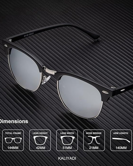 KALIYADI Sunglasses Men Polarized Sunglasses for Men Women Unisex Semi-Rimless Frame Retro Driving Sun Glasses UV Blocking