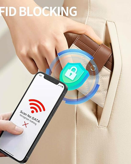 FALAN MULE Small Wallets Woman Leather Bifold RFID Blocking Card Holder With Zipper Coin Pocket