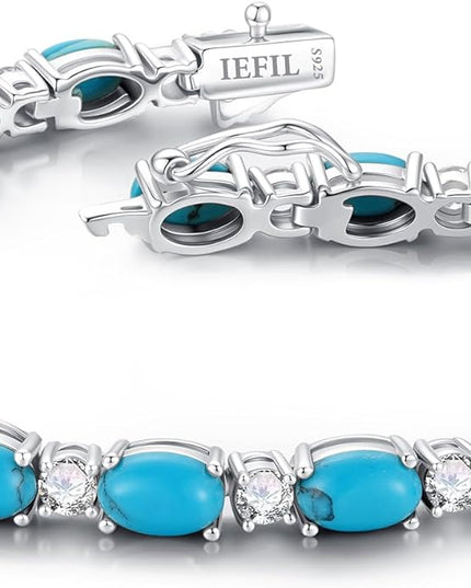 Iefil Tennis Bracelets for Women - 925 Sterling Silver Birthstone Bracelet, Anniversary Birthday Gifts for Women, Jewelry Gifts for Woman Her, 6.5"-7"