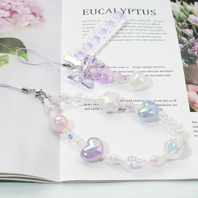 Beaded Camera Wrist Strap, Cute Phone Charms Strap, Pearl Bracelet Wrist Strap, Phone Keychain Decoration for Wallet