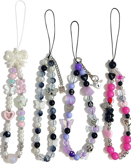 Phone Charms Cute Beaded Phone Lanyard Wrist Strap Aesthetic CellPhone Keychain Cute PhoneCharms for Women
