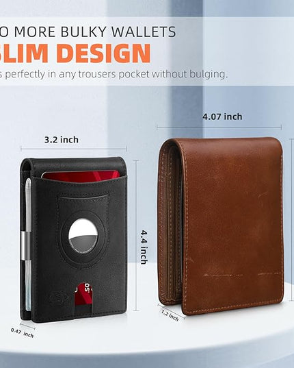 Zitahli Men's Wallets Airtag Holder Slim Rfid Leather with Gift Box