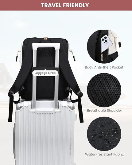 LOVEVOOK 18 Inch Laptop Backpack for Women, Large Capacity Travel Backpack with Organizer Bag, Waterproof Carry on Backpack Purse Work Bag with USB Port for College Teacher Nurse, 2PCS