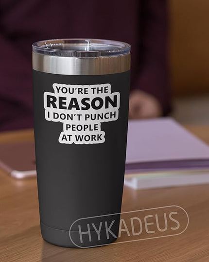 (3Pcs) You’re The Reason I Don’t Punch People at Work Stickers Funny Office Humor Sarcastic Work Quote Vinyl Decals for Laptop, Water Bottle, Desk, 3" x 2.3"